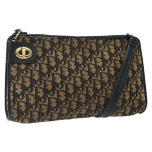 DIOR Trotter Canvas Shoulder Bag Navy Gold
